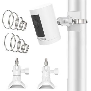 2 Pack Camera Holder Outdoor Indoor Pole Mount Stick Up Cam/Pro Ring Pole Mount Bracket Indoor Camera Wall Mount Ring Camera Accessories White - Neuf