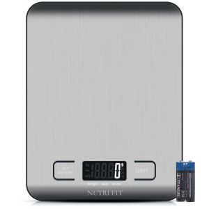 Balance De Cuisine Num&eacute;rique En Acier Inoxydable, Ultra Fine, Multifonction, &Eacute;cran Lcd R&eacute;tro&eacute;clair&eacute;, 5 Kg/11lb, 2 Piles Aaa Incluses (Gris Argent&eacute;) - Neuf