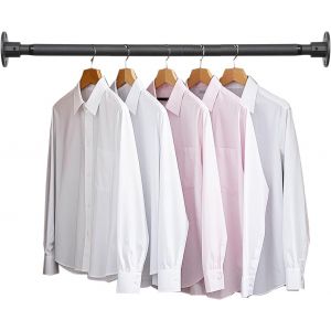 Jexnovashop-Tringle De Penderie Noire Pour V&ecirc;tements 76-234cm, Tringle De Penderie Ajustable Pour Penderie, Barre De Penderie Pour V&ecirc;tements Pour Armoires, Placard, Buanderie, Installation Par Per&ccedil;ag - Neuf