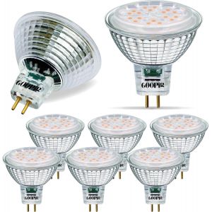 Kal-Ampoules Led Gu5.3 Mr16 Blanc Chaud 3000k, 6,5w Equivalent À 50w Halogène Lampe, 610 Lumens, Ac/Dc 12v Spot Sans Scintillement, Non Dimmable, Angle De Faisceau 38°, Lot De 6 - Neuf