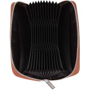 Sac à cartes Organ long (marron), porte-cartes RFID à 36 emplacements, grand portefeuille accordéon en cuir à fermeture éclair et à carreaux - Neuf