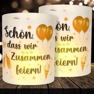 Lot De 16 Photophores-Décoration De Table D'anniversaire-Décoration De Table D'anniversaire-« Schön Dass Du Da Bist »-Convient Pour Les Bougies Chauffe-Plat Ou Les Bougies-Pour Femmes, - Neuf