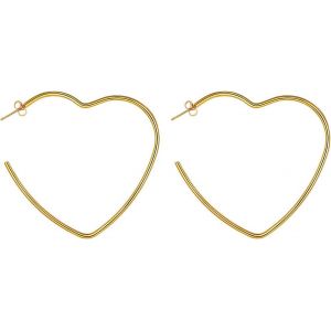 Kal-Boucle D'oreille Femme Créoles En Forme Étoile/Coeur/Demi Cercle/Anneaux Double Bijou En Acier/Plaqué Or - Neuf