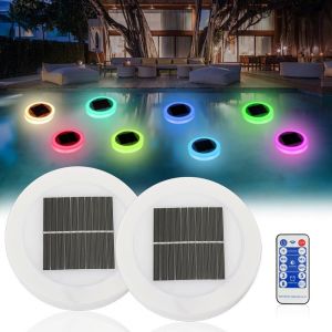Sansh-2 Pcs Lumières Led Submersible, Eclairage Piscine, Éclairage Ip65 Lampes Sous-Marines, Lampe Sous-Marines Étanche Avec Télécommande Pour Piscine Étangs Décorations Halloween Noël Fête - Neuf