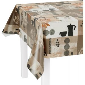 SJZG-Nappe Lavable Au Mètre - 220 X 140 Cm (Bord Coupé) - Motif Cappuccino Beige - Imperméable - Idéale Comme Nappe Ou Chemin De Table Pour Tente À Bière - Neuf