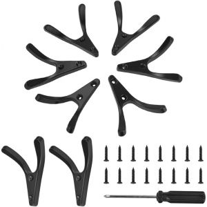 8 PCS Double Crochet de Manteau Mural Cochet Mural à Visser en Alliage de Zinc Patere Murale Métal Patère Porte Manteau avec 16 Vis et Tournevis pour Salle de Bain Salon Chapeau Clé(Noir) - Neuf