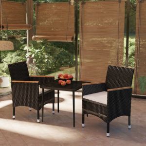 Prolenta Premium - Ensemble &Agrave; Manger De Jardin Avec Coussins 3 Pcs Noir - Neuf