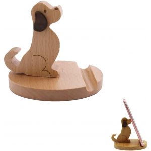 acdsgd-Support de T&eacute;l&eacute;phone Portable, Support pour Tablette, Supports pour Smartphone en Forme Chien, Universal Cell Phone Holder, D&eacute;coration de Table Cr&eacute;ative (Couleur Bois) - Neuf