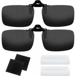 Lot De 2 Lunettes De Soleil À Clipser Pour Homme, Uv400, Lunettes De Soleil Polarisées Rabattables, 2 Chiffons De Nettoyage Pour Lunettes De Conduite/Extérieur - Neuf