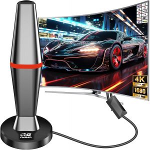 Antenne TV Intérieure Puissante TNT HD,450KM Longue Portée et Antenne TV avec Amplicateur de Signal Amélioré,pour 1080P 4K Chaînes,3m de Câble Coaxial & avec Base Magnétique - Neuf