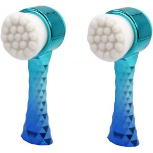 Sjzg-2pi&egrave;ces Brosse De Nettoyage Du Visage Manuelle Avec Poils Doux Outil De Soin Peau Portable Et L&eacute;ger Pour Femme Accessoire De Beaut&eacute; Pratique Bleu D&eacute;grad&eacute; - Neuf