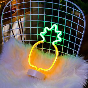 Enseigne Lumineuse Au N&eacute;on, Led Ananas Veilleuse Nuit Signes, N&eacute;on Usb/Piles D&eacute;coration Murale Pour Anniversaire De F&ecirc;te, Chambre D'Enfant, Mariage, &Eacute;clairage De No&euml;l, Salle De S&eacute;jour, Salon - Neuf