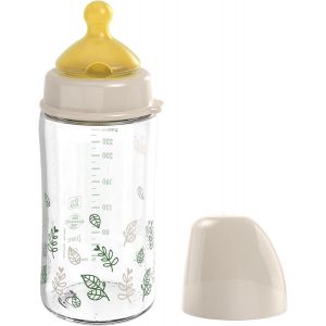 Kalanka-Nip Cherry Biberon En Verre &Agrave; Col Large En Caoutchouc Naturel/Latex, Biberon Anti-Colique, Taille S Et M, 240 Ml, Marron - Neuf