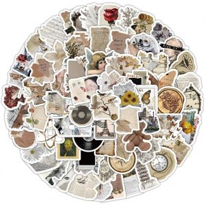Autocollants Vintage, 100 Pcs Autocollant Scrapbooking, Stickers Autocollant Livre Aesthetic Décoratifs, Scrapbook Stickers - Neuf