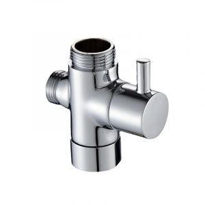 3-way valve de dérivation pour G1/2"" bras de douche, laiton, avec joint en caoutchouc, pièce de rechange pour tête de douche de poche/pomme de douche fixe, chromé. - Neuf