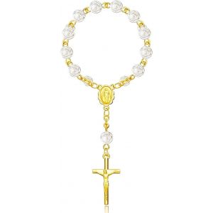 Kal-Décoration Rétroviseur,Porte-Bonheur Christianisme Pour Voiture,Collier Pendentif Auto,Pendentif Rétroviseur De Voiture,Bracelet Croix En Perles,Chapelet De Prières Pour Voiture - Neuf