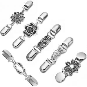 Kjdal-6 Pièces Pince À Cardigan Femme,Clip De Cardigan En Métal Clip Argent Clips À Châle Chandail Clips Col Cardigan Rétro Vintage Pince À Pull Pour Robe Chemise Châle Foulard (6 Styles) - Neuf