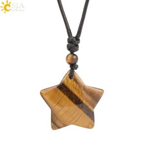 Collier En Cristal Étoile De Guérison, Pendentif En Pierre Naturelle, ?il De Tigre, Améthyste, Quartz Rose, Obsidienne Noire, Pour Hommes Et Femmes, H301--Tiger-Eye - Neuf