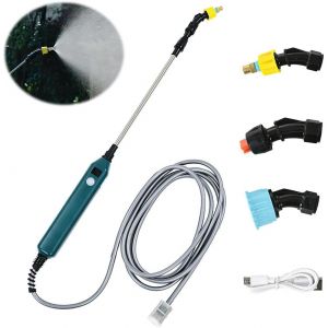 CHECARZHN--NO1-Pulverisateur Lance Telescopique, Pulverisateur Electrique Avec Affichage De La Puissance, Lance Telescopique Pulverisateur Toiture Avec 3 Buses Et 5M De Tuyau, Portable,Usb Rechargeab - Neuf