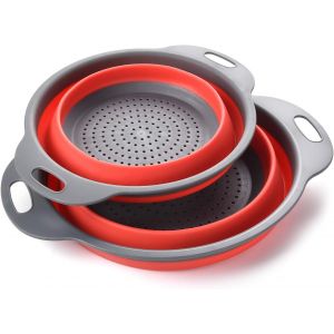 Eryi-Passoire Pliable Silicone, Colander Set, Portable Panier De Fruits, Économisez De L'espace De Cuisine, Facile À Nettoyer, 2 Tailles, Y Compris 8 Pouces Et 9,5 Pouces. - Neuf