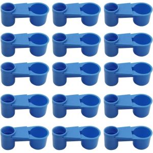 Lot De 15 Abreuvoirs Automatiques Pour Oiseaux, Bouteille D'eau Gazeuse En Plastique, Tasse Ou Mangeoire Pour Pigeons, Perroquets, Poulets, Cages À Volailles (Bleu) - Neuf