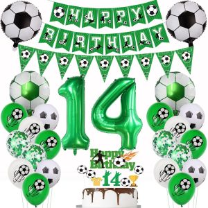 Ballon Anniversaire Football 14 Ans Anniversaire Football Décoration 14 Ans Anniversaire Vert Ballon 14 Ballon Déco Football 14 Décoration Anniversaire 14 Ans Gâteau Topper Football Garçons - Neuf