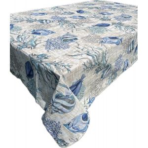 Chenquansarl-Nappe De Table - Style Marin D'&eacute;t&eacute; Avec Poissons Et Coraux Bleus - Housse De Table D&eacute;corative - Made In Italy (Bleu Marine, 130 X 300 Cm) - Neuf