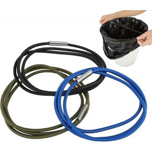 ChenQuanSarl-Lot De 3 Élastiques En Caoutchouc Durable Pour Poubelle De 40 À 117 Litres, Pour La Maison, Le Bureau, L'École (Noir, Bleu, Vert Olive) - Neuf