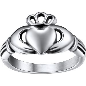 Tianyi-Bague Claddagh Femme Homme Personnalisable Anneau Alliance Fiançailles Amitié Plaqué Or/Noir/Acier Inoxydable Taille 52-67 Bijoux Porte Bonheur Pour Ado Fille Garçon (Boîte Cadeau) - Neuf