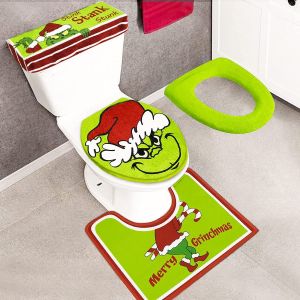 4pcs Christmas Grinch si&egrave;ge de toilette set - Neuf