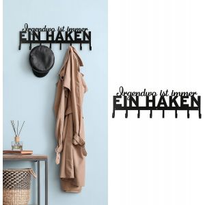 Pat&egrave;re &agrave; suspendre &laquo; Irgendwo ist immer ein Haken&raquo; - Avec inscription en allemand &laquo; Ergendwo ist immer ein Haken&raquo; - En fer - 70 x 25 x 5 cm - Neuf