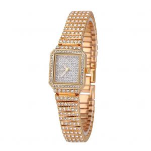 Bs Strass Femmes Femme Quartz Analogique Montre Alliage Bracelet Carr&eacute; Bo&icirc;tier Montre-Bracelet Or - Neuf