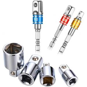 Clé D'écrou de Forets à Queue Hexagonale 3 Pièces Socket Extension Couleur Adaptateur Bit Set + Lot de 4 Adaptateurs Réducteurs pour Clés à Rochet/Clés à Rochet Embouts 1/2"" 3/8"" 1/4"" Outils - Neuf
