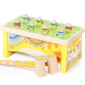 jouet amusant pour enfants, jeu de taupe en bois, chat de dessin anim&eacute; frappant un double marteau, jeu en bois parent-enfant, jeu de table amusant pour enfants d'&acirc;ge pr&eacute;scolaire - Neuf