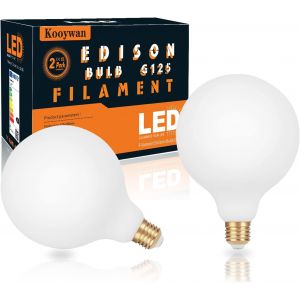 G125 E27 Ampoule LED à filament 8W Tête de miroir noir 2700K Blanc chaud Couronne noire Demi ampoule chromée sans ombre 2pcs - Neuf