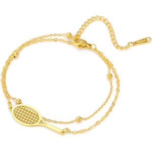 Tianyi-Bracelet Raquette De Tennis Pour Femme Et Homme En Acier Inoxydable Avec Breloques Tendance Pour Raquette De Tennis, Bijoux De Sport Pour Les Joueurs Amateurs De Cadeau - Neuf