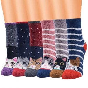 Les Femmes Chaussettes Chaudes Floue Moelleux Chaussettes Femmes Chaussettes Fantaisie Animal Chaussettes, Les Femmes Thermiques Chaussettes D'hiver, 6 Paires - Neuf