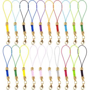 KAL-Lot De 20 Lanières Multicolores Pour Téléphone Portable -Avec Mousqueton -Cordon De Poignet -17 Couleurs -Pour Porte-Clés De Voiture, Sac À Main, Sac À Dos, Décoration, S, Métal, / - Neuf