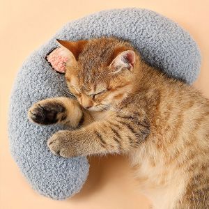 Petit Coussin pour chat, Ultra Doux et Moelleux Animal de compagnie Apaisante Jouet de la Moitié Donut Cuddler pour la Commune de Secours de Couchage Améliorer Lavable en Machine - Neuf