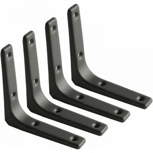 Lot de 4 supports d'&eacute;tag&egrave;re murale, 100 mm, 100 mm, en m&eacute;tal noir mat, pour d&eacute;coration de cuisine, robustes - Neuf