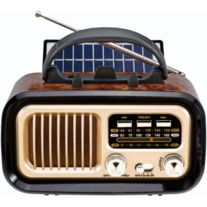 KARWL-Radio Rétro Avec Haut-Parleur Bluetooth,Radio Fm Am À Alimentation Solaire,Usb Et Lecture Par Carte Mémoire Avec Batterie Rechargeable Pour Le Camping Et En Plein Air (Black) - Neuf