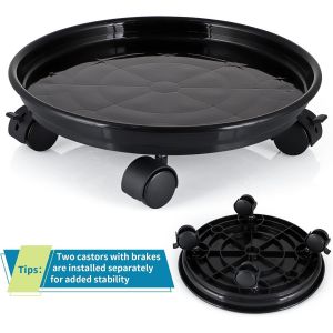Lot De 2 Caisses De 30 Cm Avec 4 Roues De Frein,Bac De Pot De Fleurs,Soucoupe De Plantes Avec Roulettes,Chariot À Roulettes Pour Pot De Jardin Lourd,Capacité De Chargement 80 Kg,Noir - Neuf