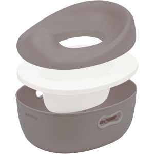 Pot 3en1 Pour Bébé, Pot + Tabouret + Siège De Toilette Pour Enfants, Apprentissage Facile De La Propreté, Env. 34 Cm, De 18 Mois À 4 Ans Env., Care, Abs/Eva, Taupe - Neuf
