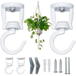 Mevronisshop-2 Pi&egrave;ces Crochet De Plafond Pour Plantes Suspendues, Blanc Crochet De Suspension Murale Pour Plante, Support Panier Suspendu Pour Suspendre Pots De Fleurs, Carillons &Eacute;oliens, Nichoirs, L - Neuf
