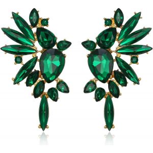 Kal-Boucles D'oreilles En Cristal Art Deco Marquise Drop Cluster Mariée Bling Pendantes Pour Dames Multicolor Ton D'or - Neuf