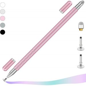 Stylet universel 2 en 1 pour tablette tactile avec 2 capuchons magn&eacute;tiques pour tablette, t&eacute;l&eacute;phone portable, iPad, iPhone, smartphone, Samsung, Huawei, etc, or rose - Neuf