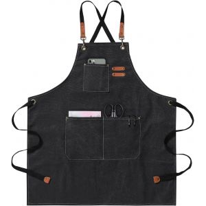 Tabliers De Cuisine 68x76cm R&eacute;glable Tablier Barbecue Avec 3 Poches Tablier Pour Hommes Femmes Tablier Sangles Crois&eacute;es Tabliers Pour Barbecue, Restaurant, Jardin, Barbecue, Caf&eacute; - Neuf