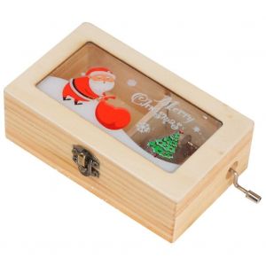 Bo&icirc;te &agrave; musique en bois &agrave; manivelle, id&eacute;ale pour le Nouvel An et No&euml;l, D - Neuf