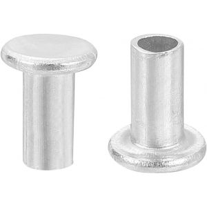 50Pcs Rivets Semi-Tubulaires,4mm x 8mm Rivet Tubulaire en Aluminium à Tête Plate Ronde Rivet Métallique pour Réparation Industrielle et Domestique,Argenté - Neuf