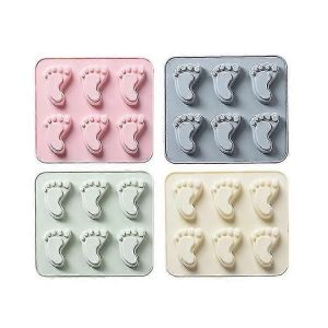 4pcs pieds de bébé empreintes de pas Silicone moule gâteau - Neuf